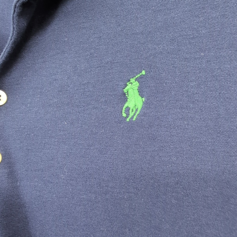 Ralph Lauren Womens Navy Blue Short Sleeve Pique Polo Dress Green Pony Logo L - Picture 2 of 5